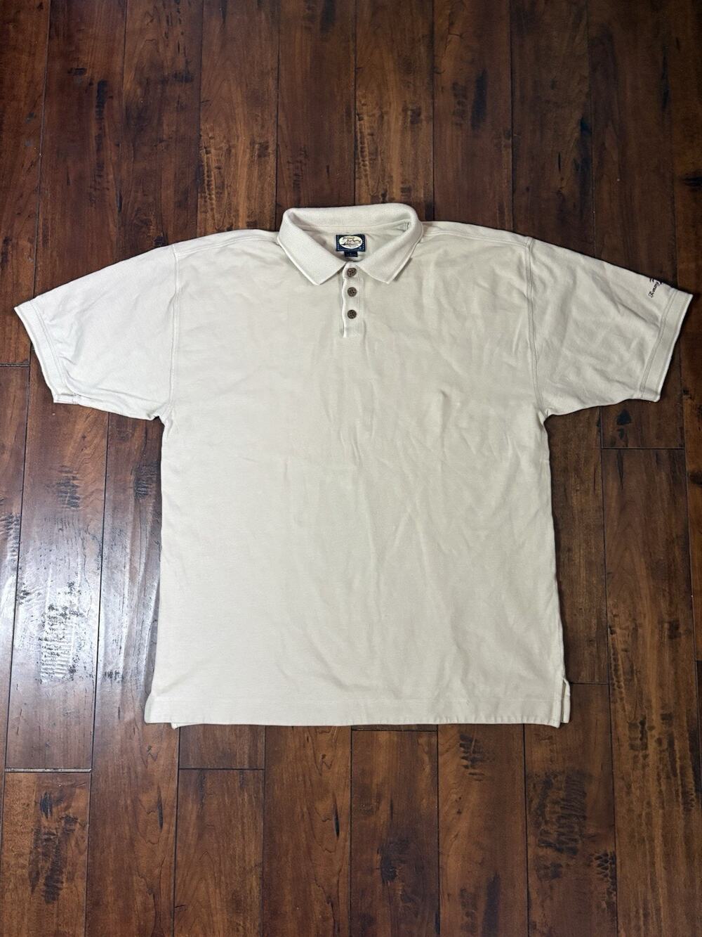 Tommy Bahama Polo Shirt Mens XL Beige 100% Cotton Collared Preppy Embroidered